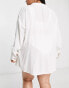 Influence plus size cheesecloth beach shirt in white