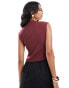 Kaiia tailored button through split front waistcoat in burgundy