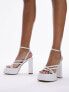 Topshop Wide Fit Elsie strappy platform with ankle tie in white