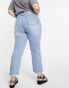 DTT Plus – Veron – Locker geschnittene Mom-Jeans in verwaschenem Hellblau