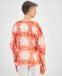 Women's Lace-Up V-Neck Asymmetic-Hem Poncho Top, Created for Macy's