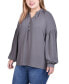 Plus Size Long Raglan-Sleeve Blouse