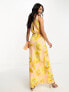 ASOS DESIGN plunge halter maxi dress in floral print