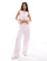 Stradivarius co-ord tie front trousers in pink stripe