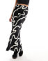 River Island bias maxi skirt in black and white squiggle print