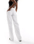 Bershka tie waist wide leg utility trousers in white