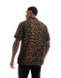 ASOS DESIGN relaxed revere shirt in brown and black leopard print