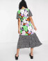 Topshop Petite bold floral mix and match midi dress in multi