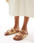 New Look double strap sandal with raffia in tan