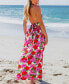 Women's Floral Halterneck Smocked Bodice Maxi Beach Dress