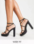 Topshop Wide Fit Spencer strippy platform sandal in black glitter