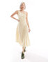 Reclaimed Vintage midi dress with one shoulder detail in buttermilk yellow