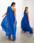 ASOS EDITION extreme pleated one shoulder maxi dress in bright blue