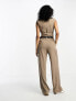 Stradivarius tailored belted trouser in stone co-ord