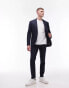 Topman skinny textured suit jacket in navy