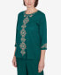 Petite Emerald Isle Center Medallion Embroidered Three Quarter Sleeve Top