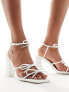 Public Desire mid heeled sandal with bows in white