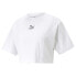 Puma Dare To Cropped Relaxed Crew Neck Short Sleeve T-Shirt Womens White Casual