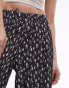 Topshop ditsy floral crinkle plisse wide leg trouser in mono