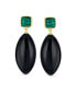 Unique Geometric Linear Malachite Black Natural Onyx Rhombus Shape Square Multi- Party Dangling Earrings For Women in Gold Plated