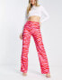 NA-KD x Janka Polliana co-ord high waist tailored trousers in pink zebra