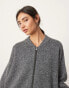 ASOS EDITION compact knit zip through cardigan in charcoal grey