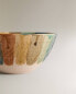 Stoneware bowl with contrast lines