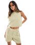 Pretty Lavish boxy crop top co-ord in olive