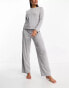 ASOS DESIGN mix & match cotton long sleeve henley pyjama top in grey marl