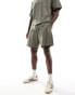 New Look pique short co-ord in khaki