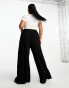 ASOS DESIGN Curve tie belt wide leg trouser in black