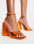 Public Desire Eagle triangle heel sandals in metallic orange