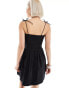 Monki babydoll mini dress with shirred bandeau in black