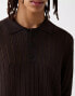 Bershka Collection knitted polo in brown