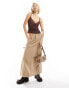 COLLUSION double layer mesh cami top in brown