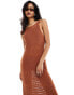 ASOS DESIGN knitted metallic midi dress with stitch detail in rust