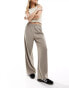 Selected Femme high waist wide fit trousers in beige