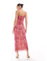 Pieces sheer scoop neck maxi cami dress in rose print