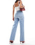 New Look wide leg patch pocket jeans in mid blue