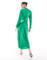 ASOS DESIGN satin biased maxi dress with button detail in emerald green