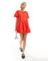 Glamorous puff ball mini dress in pop red