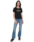 Women's Metallic-Logo Ruched-Sleeve T-Shirt