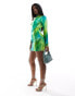 Farai London Opehlia high neck long sleeve bodycon mini dress in green ombre