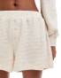 ASOS DESIGN waffle boxer short co ord in ecru