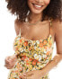 ASOS DESIGN ruched bust maxi slip dress in mustard floral print