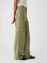 Mid Rise Loose Khaki Cargo Pants