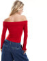 Stradivarius off the shoulder top in red