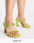 ASOS DESIGN Wide Fit – Hedley – Verzierte Mules in Limettengrün mit Absatz, weite Passform