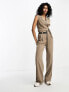 Stradivarius tailored belted trouser in stone co-ord