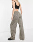 ASOS DESIGN Tall jersey slouch wide leg trouser in sage check